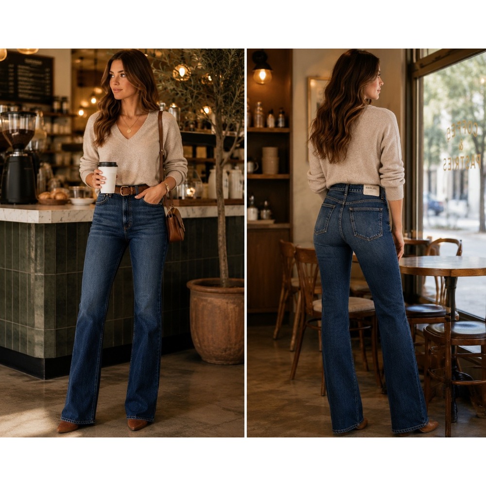 NEW AGOLDE Women Vintage High Rise Flare Jeans Medium Wash Denim in Absolute 32